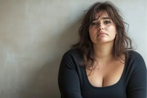 Femme soucieuse, de l'impact émotionnel des changements corporels de la prise de poids à la ménopause.