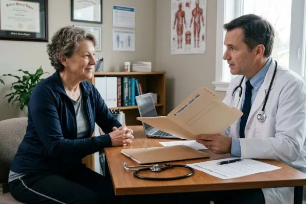 Senior consultant médecin avant reprise sport avec dossier médical