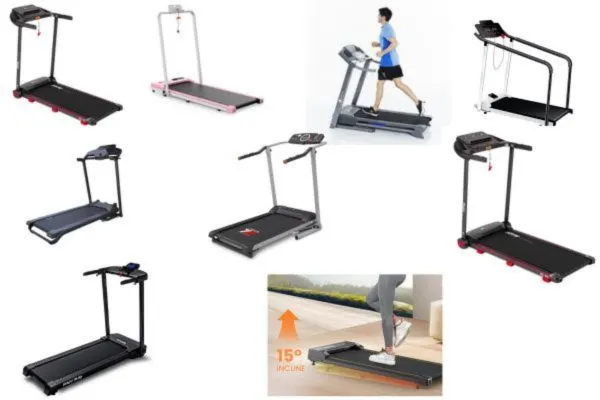 image montrant plusieurs models de tapis de marche compact et pliable
