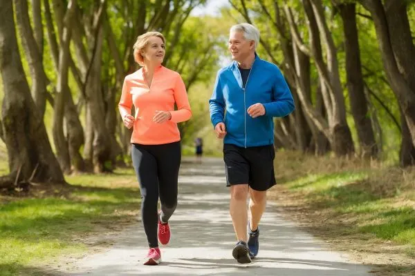 couple-qui-fait-la-marche-dans-une-foret-a-l'air-libre