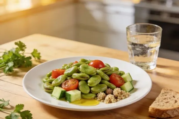 Assiette de fèves intégrée à une alimentation équilibrée pour seniors