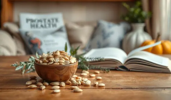 Graines de courge sur plan de travail, conseils de consommation modérée et digestion confortable
