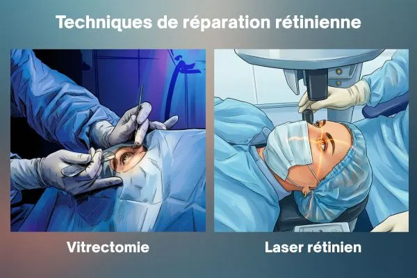 Les techniques de réparation rétinienne vitrectomie et laser rétinien pour réparer les décollements rétiniens