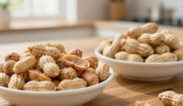 Cacahuètes salées vs nature côte à côte, choisir version saine sans sel après 50 ans