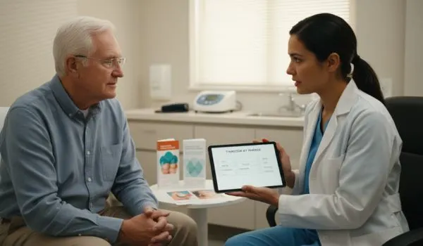 Médecin discutant avec un patient senior pour fatigue persistante