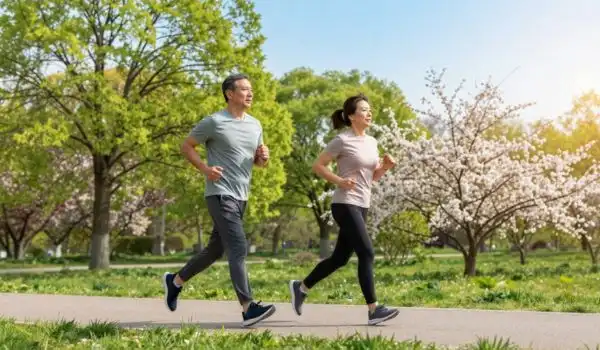 Couple qui court, course à pied et alimentation pour perdre de la masse grasse