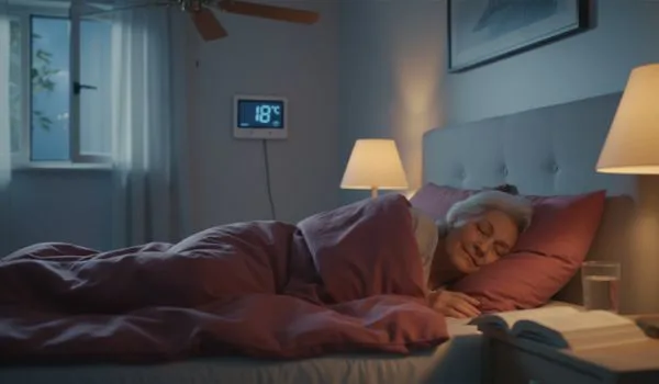 Senior dormant paisiblement dans une chambre fraîche
