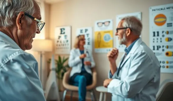 senior en consultation ophtalmologique pour accompagner la section sur cataracte et presbytie
