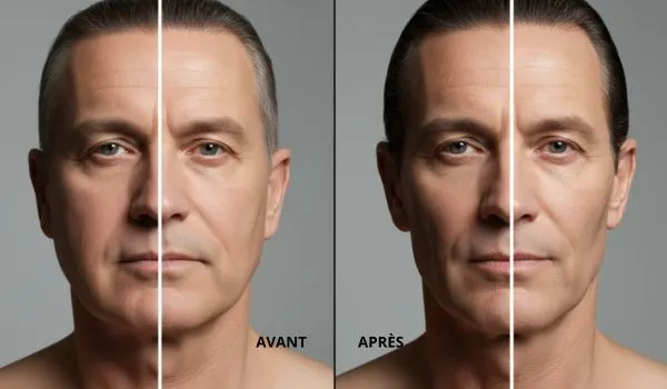 Gros plan sur le visage d’un homme mûr, illustrant comment maigrir du visage sans perte localisée