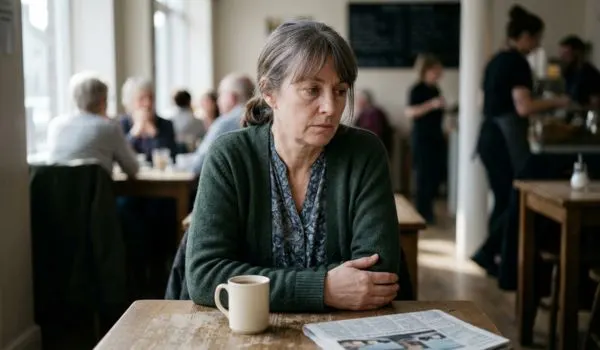 Personne âgée de 55 ans qui évite le regard, repli sur soi visible
