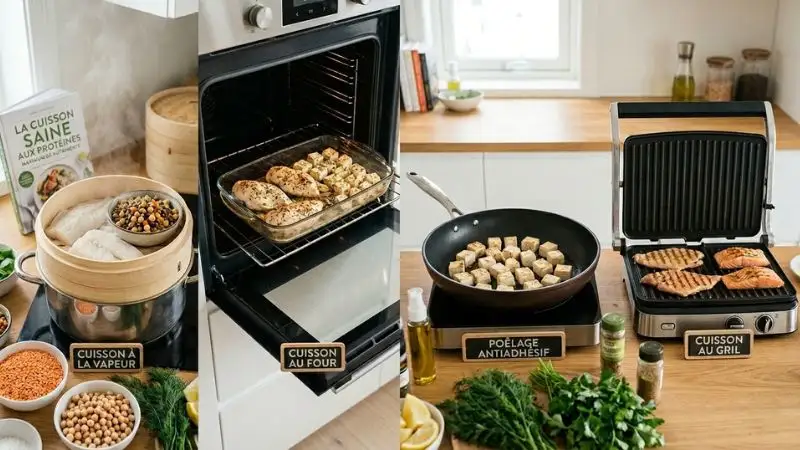 Méthodes cuisson saines vapeur four gril protéine maigre sans matière grasse minceur