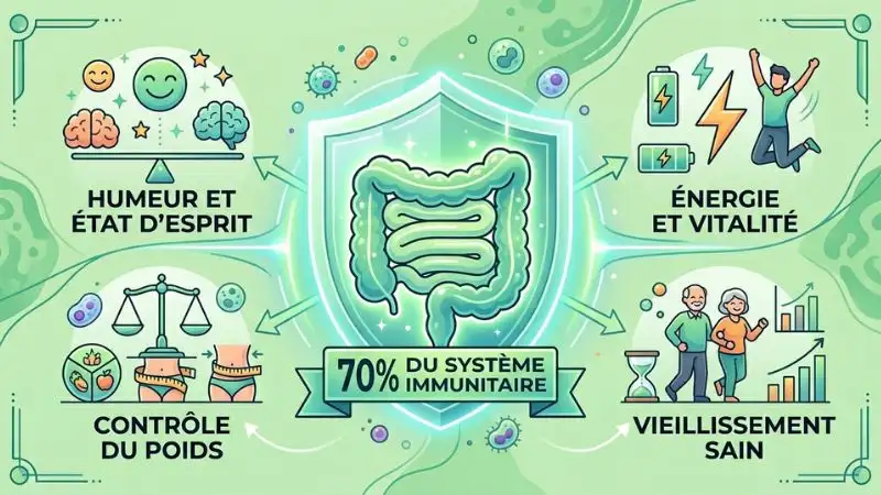 microbiote intestinal après 50 ans : 100 000 milliards de bactéries dans votre intestin