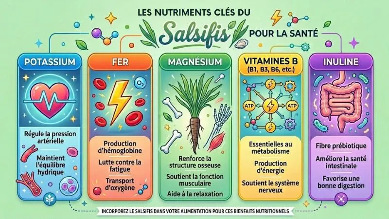 valeurs nutritionnelles du salsifis : inuline, potassium, fer et magnésium après 50 ans