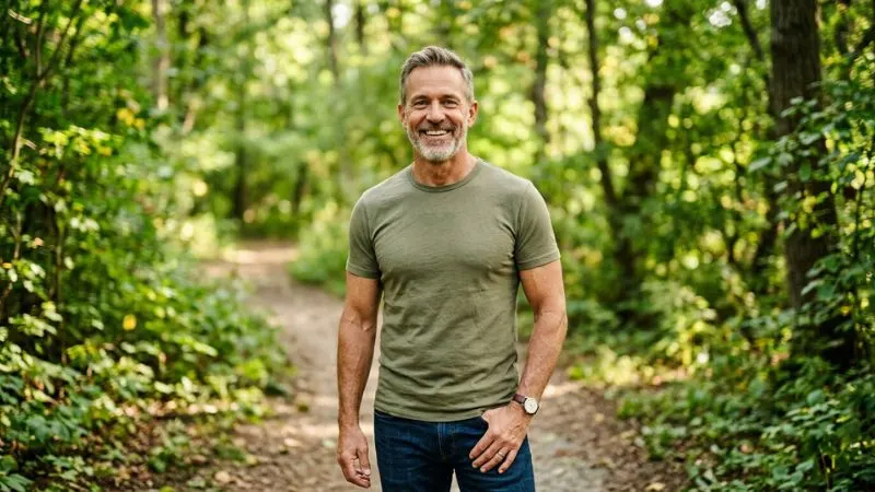 Homme de 60 ans dynamique et en forme – bienfaits du Tongkat Ali sur la testostérone et l'énergie après 50 ans