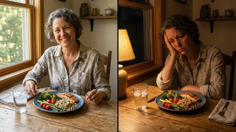 horloge biologique et alimentation après 50 ans - même repas consommé en journée vs le soir : impact sur l'énergie et le stockage des graisses viscérales