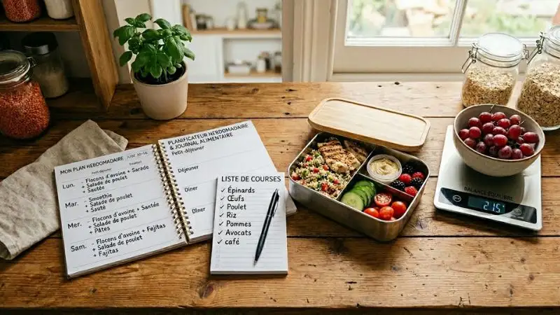 Carnet de menus, liste de courses et repas sain pour diabétique de type 2