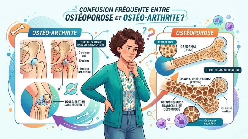 Illustration évoquant la structure osseuse : texture d'un os vu en coupe montrant la différence entre un
os dense et un os poreux.